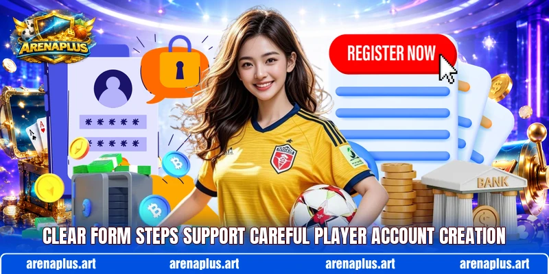 Clear form steps support careful player account creation
