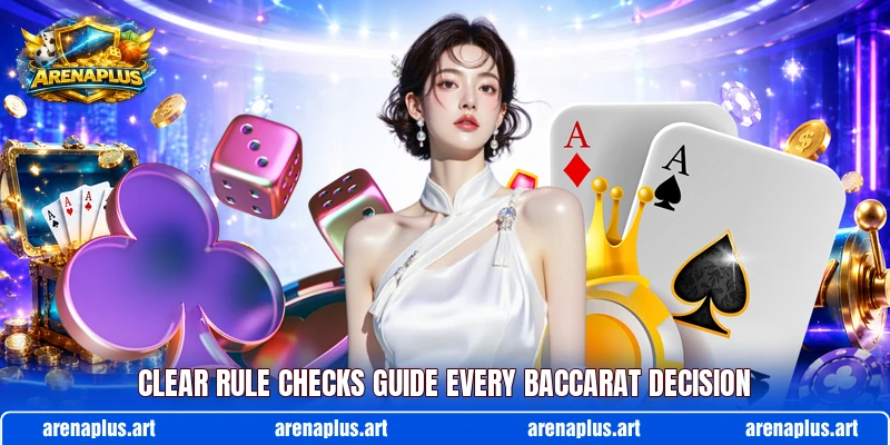 Clear rule checks guide every baccarat decision