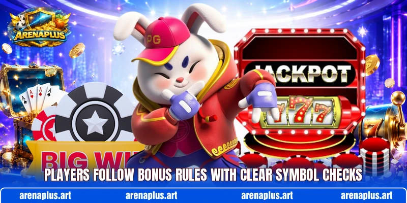 Players follow bonus rules with clear symbol checks